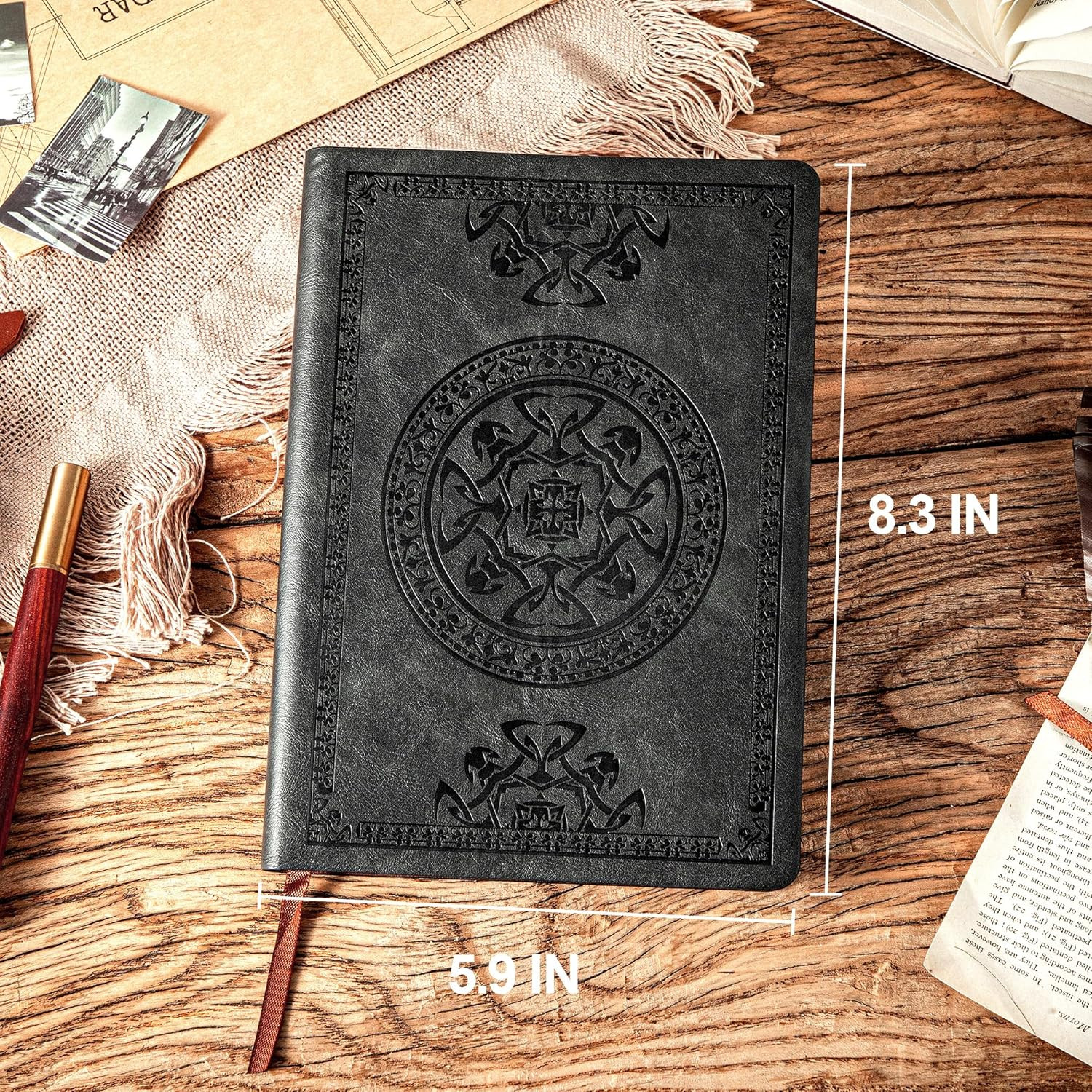 Vintage Leather Lined Journal for Men – Soft Cover, Lay Flat, 5.7″x8.3″