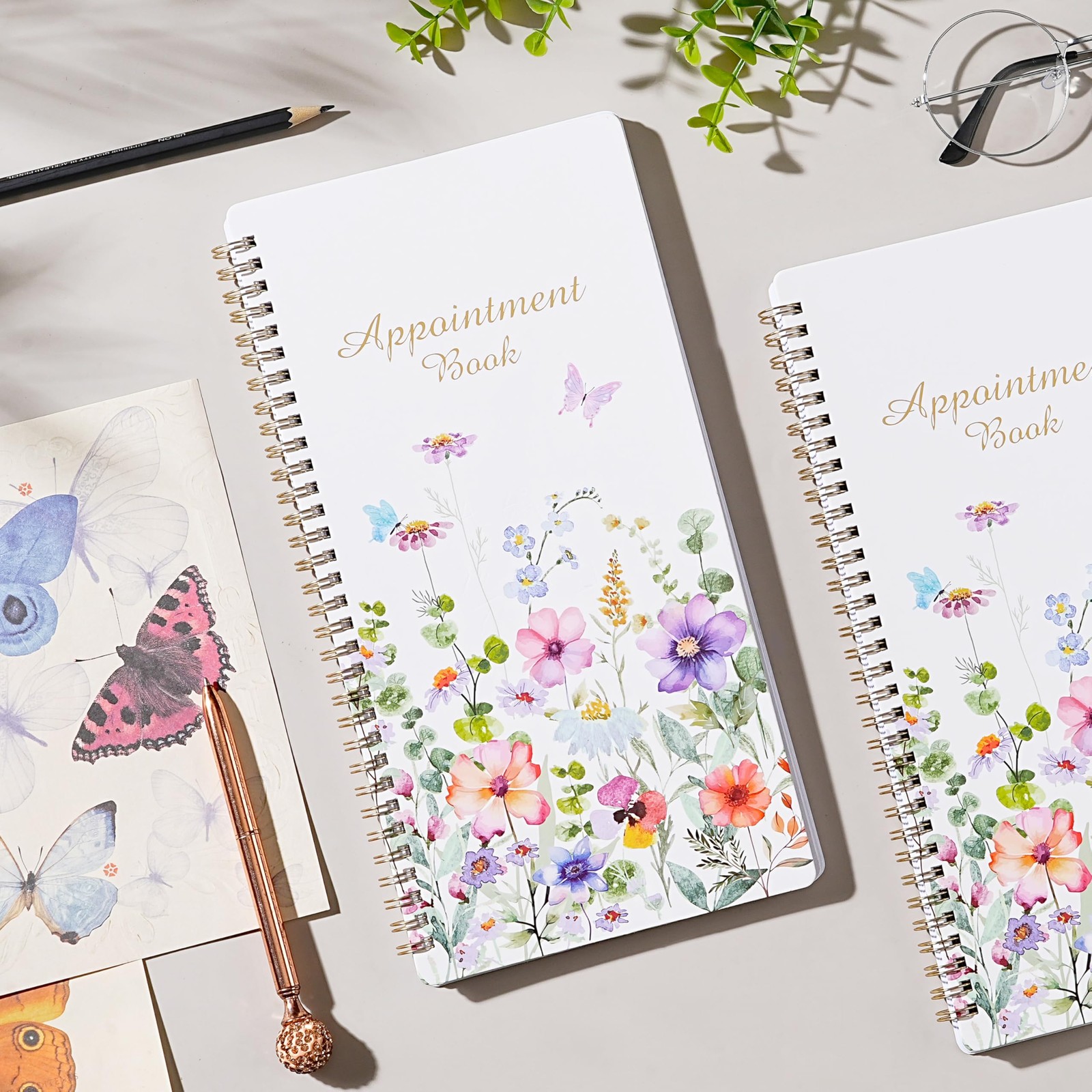 Appointment Book – Undated Salon 6 x 11.5 inches, Colorful Watercolor Floral