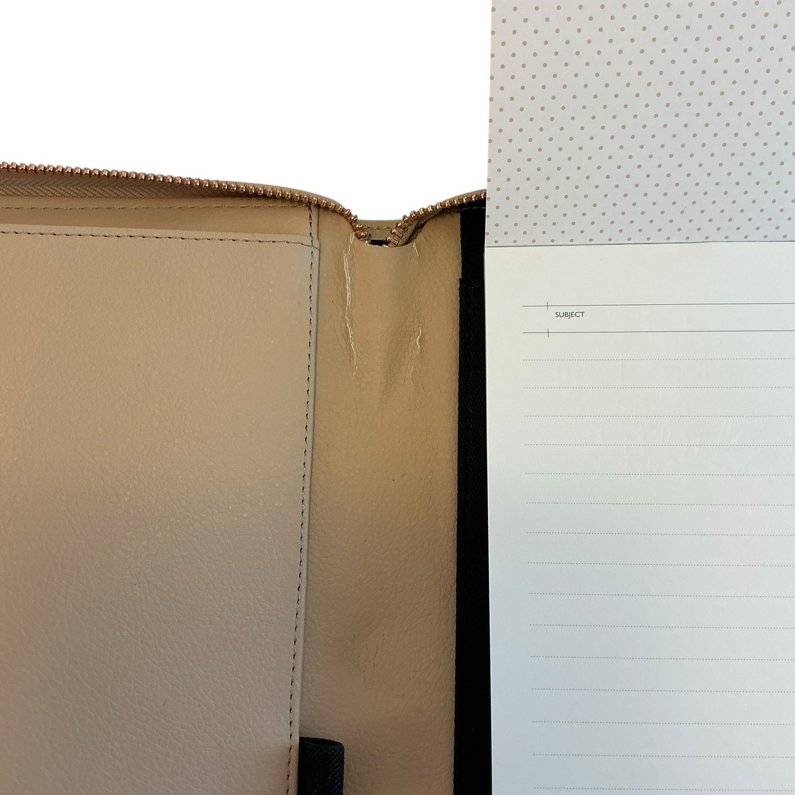 Kikki.K Leather Compendium LATTE, Zip Padfolio, Portfolio Large A4 – 12 x 9.5
