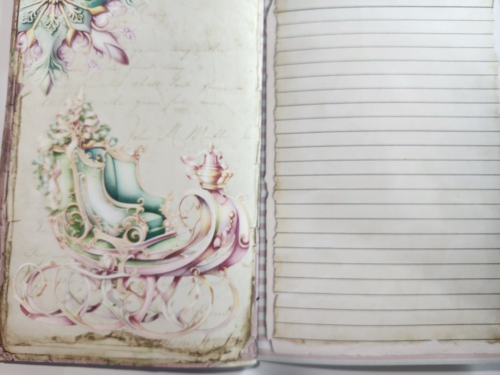 Junk Journal Booklet “PASTEL CHRISTMAS” Christmas Pink Holiday Ephemera, Cards+