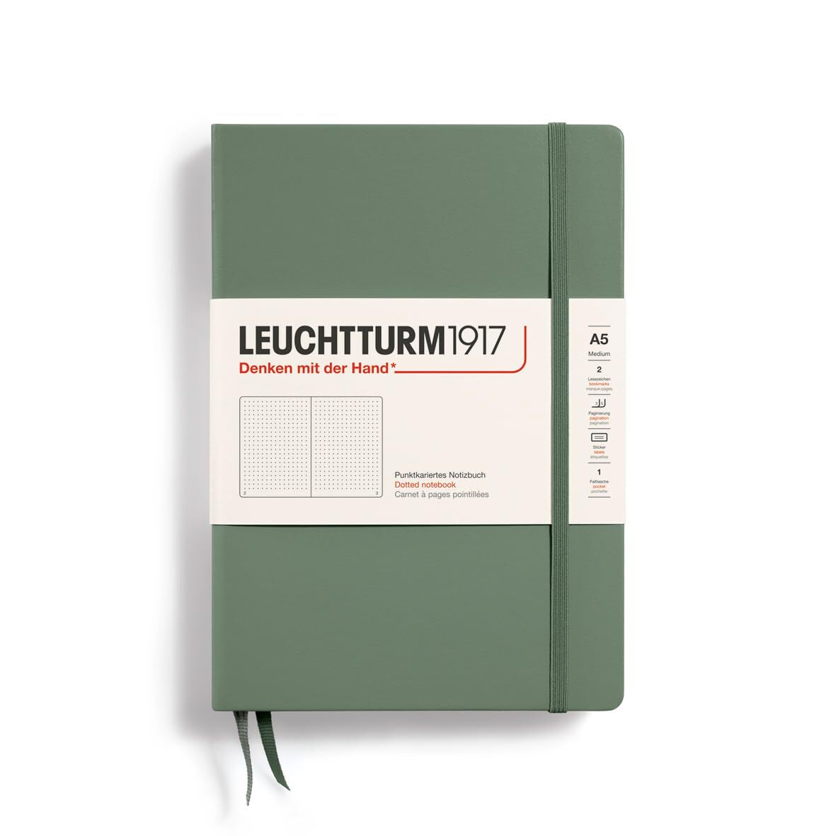 Medium A5 Olive Blank Book 251 Pages Hardcover Notebook for Note Taking