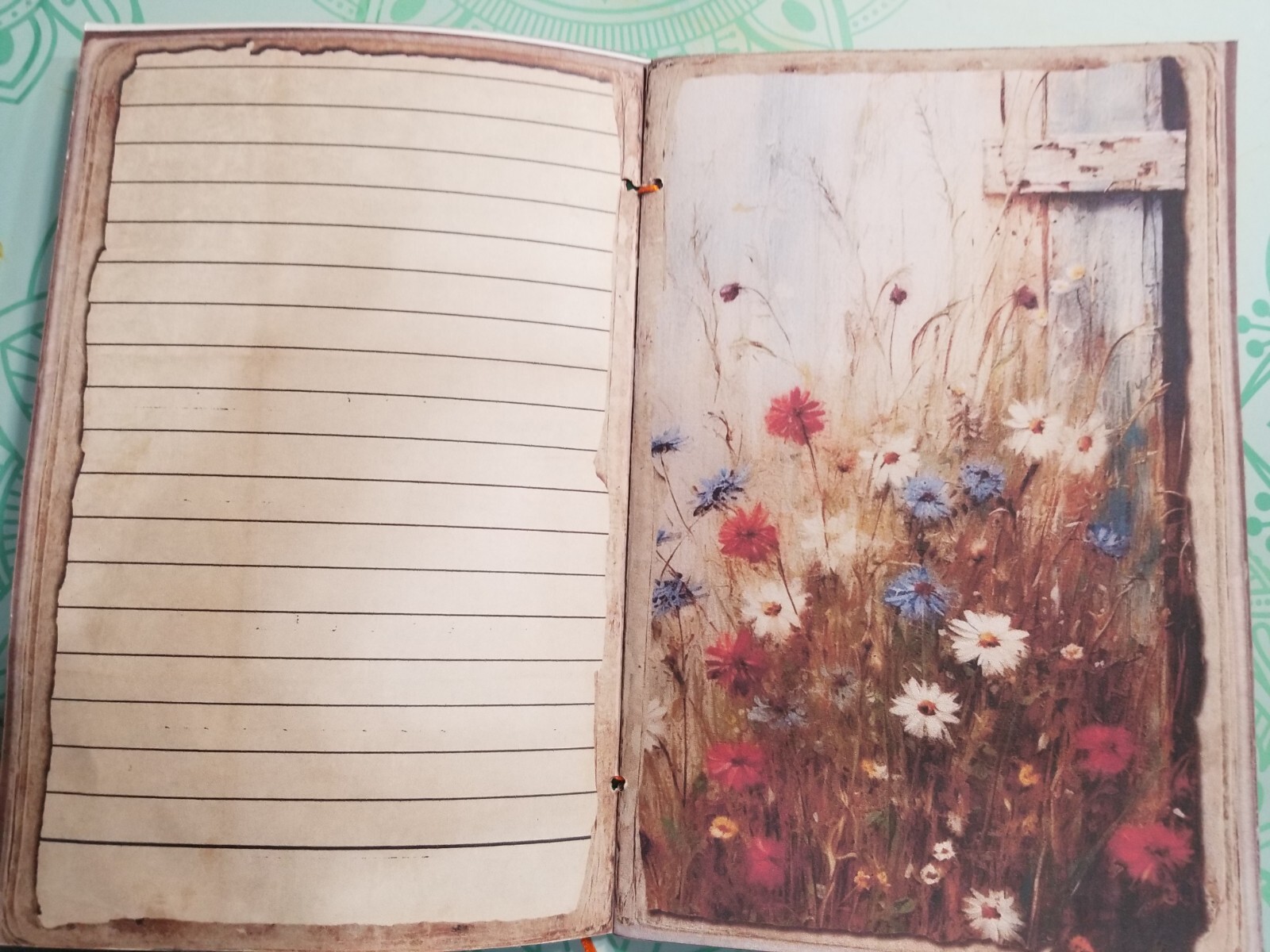 Junk Journal Booklet “WILDFLOWERS” BOTANICAL HANDMADE Cards, Pockets,
