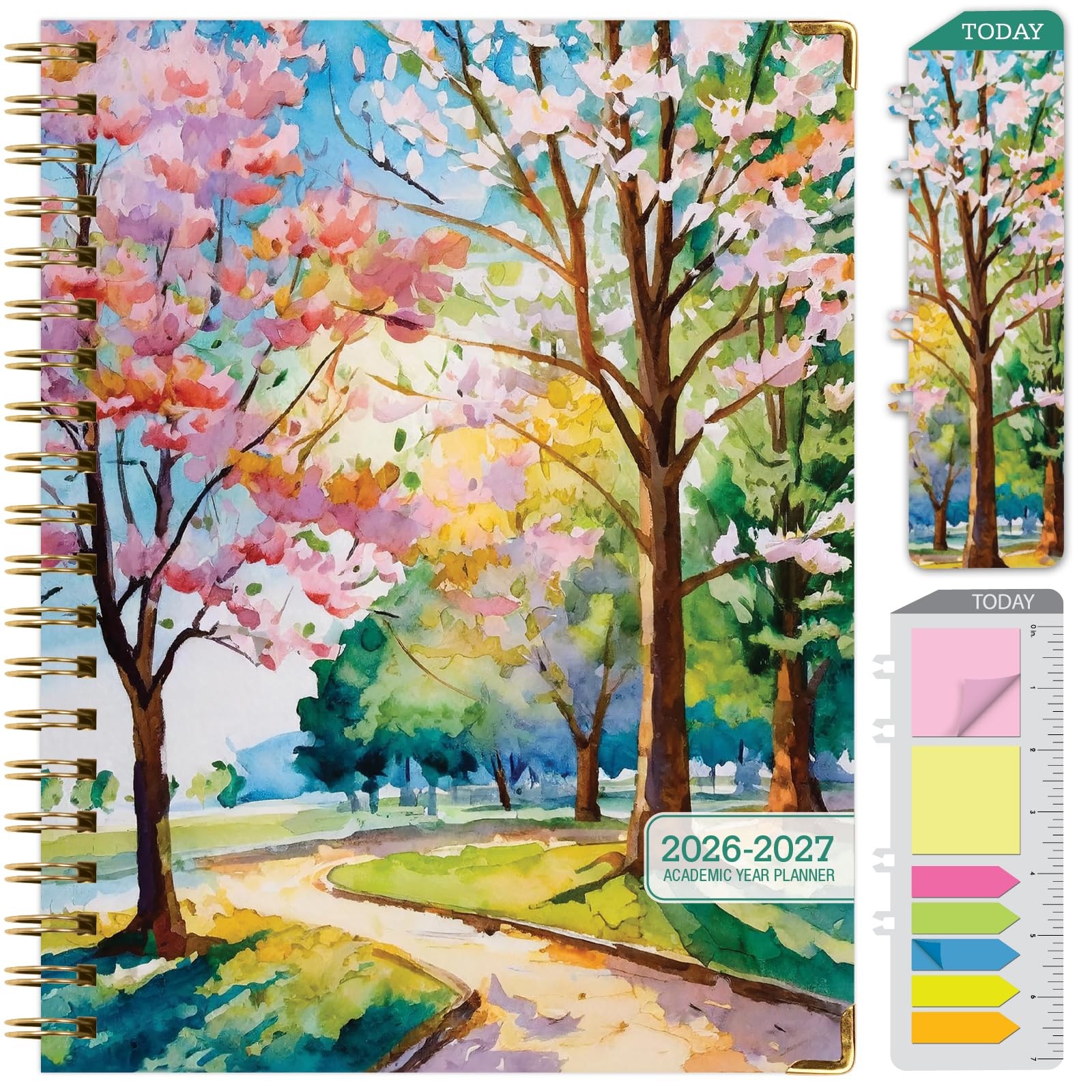 HARDCOVER Academic Year 2026-2027 Planner: 14 8.5″ x 11″, Watercolor Tree