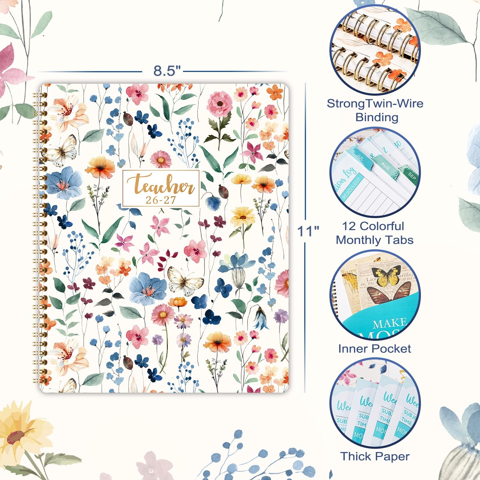 Teacher Planner 2026-2027 – Lesson 8.5“ x 11”, PINK 7