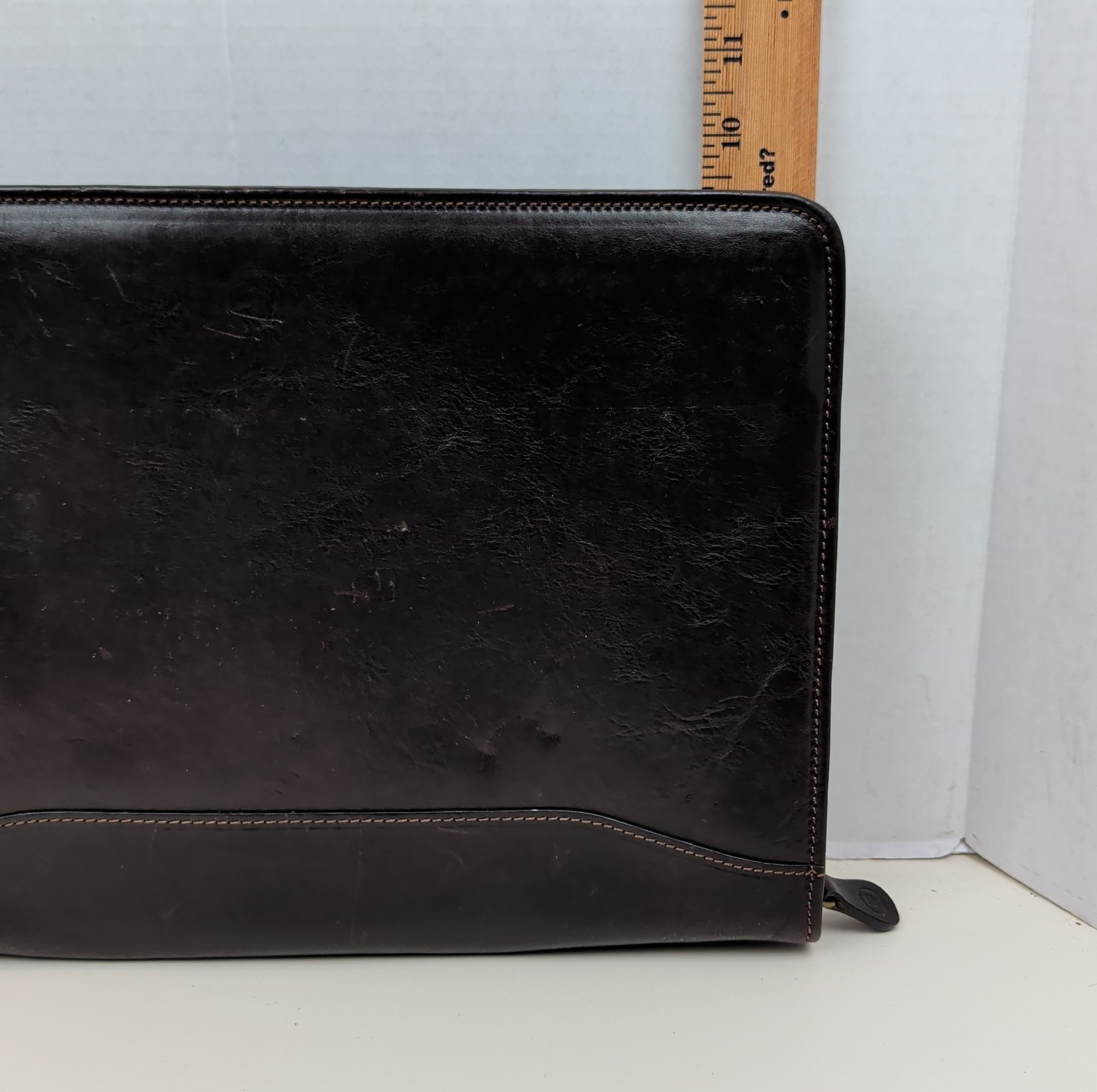 Maxwell Scott Italian Leather Zip Portfolio Padfolio Organizer Folio Brown