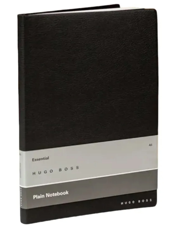 HTF Hugo Boss Plain Paper Notebook/ Journal 8.5”x6” (A-5) 160 Pgs Black