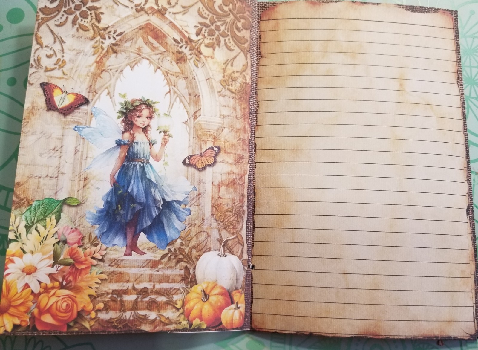 Junk Journal Blank Booklet “FOREST FAIRIES” HANDMADE FULL SIZED 9X6 40pgs