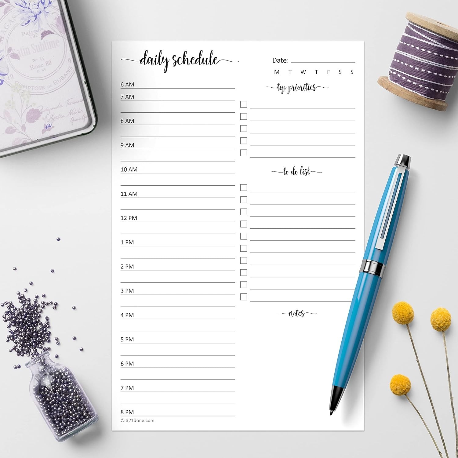 Made in USA: 5.5″ x 8.5″ Hourly Planner & Task Checklist – For Organized Days