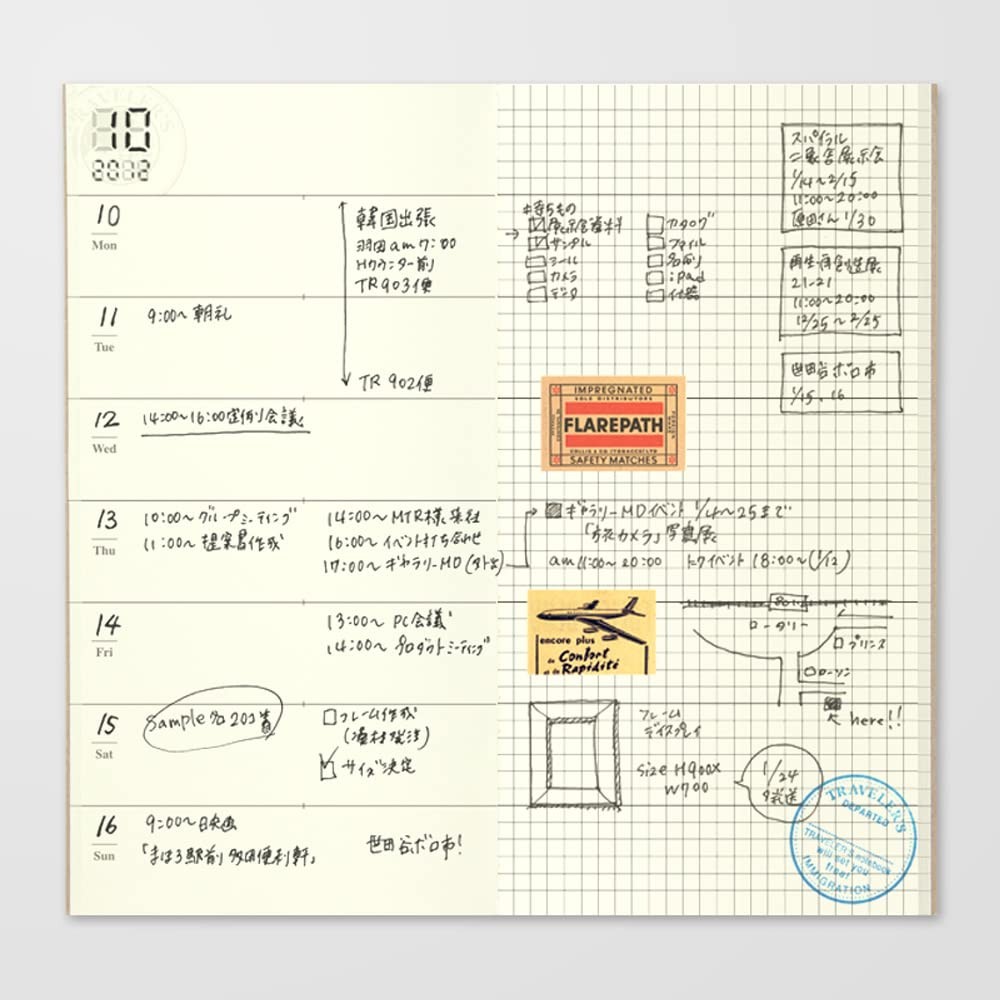 DESIGNPHIL Traveler’s Notebook Refill, Weekly, Regular Size