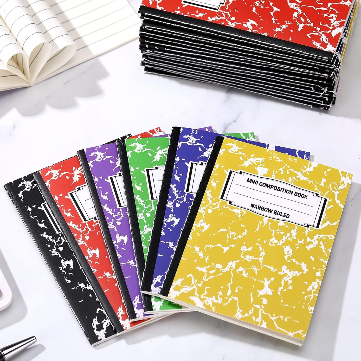 Eersida 24 Pieces Mini Composition Notebook Books Small Marble