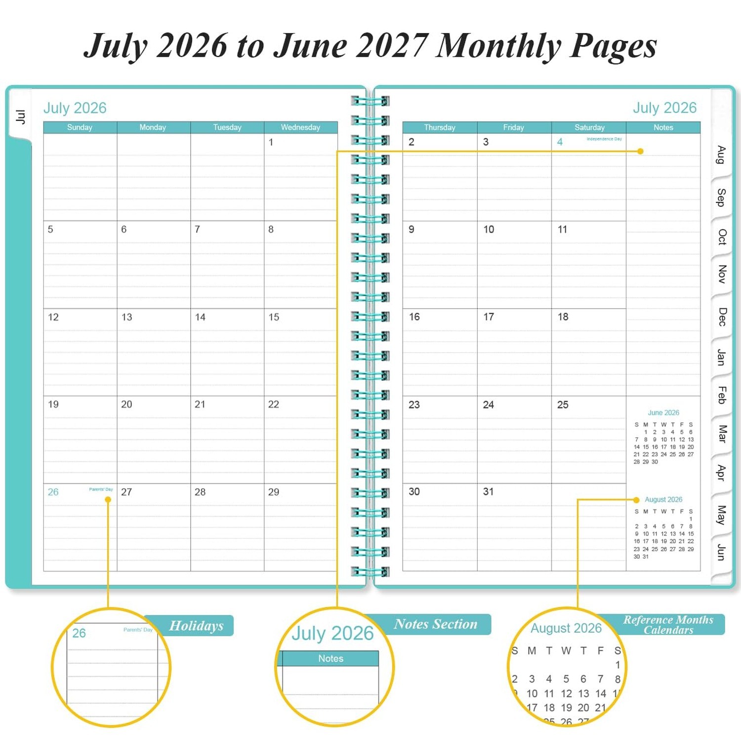 2026-2027 Planner – A5 Weekly & Monthly Planner Spiral Bound, July 2026 – Jun…