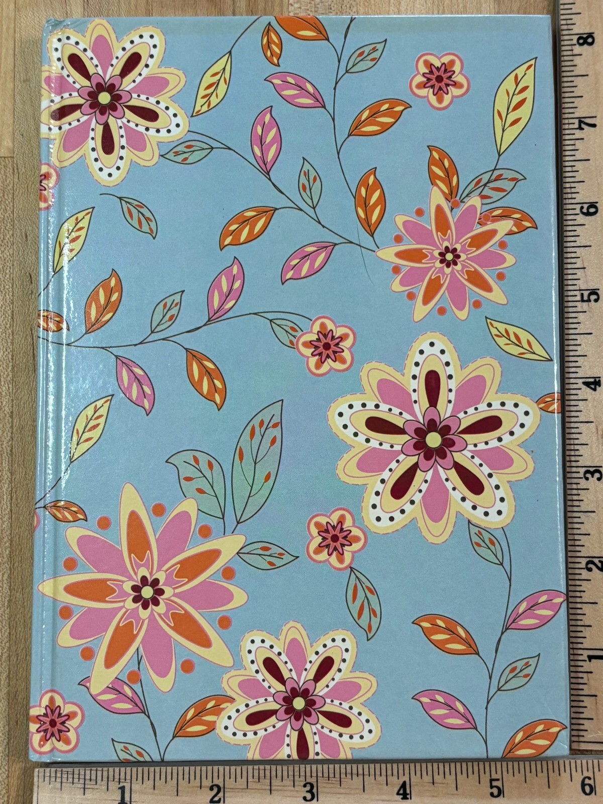 Light Blue Floral Design Hardcover Lined Journal Notebook Diary 5.75″W x 8″H NOS