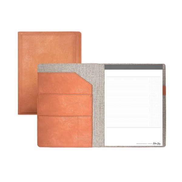 Padfolio with Notepad Letter Size Tan Faux Leather Portfolio
