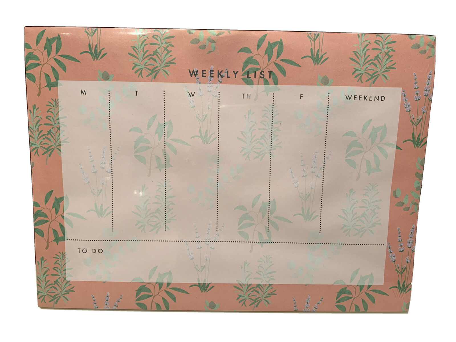 Paper Source Desk Pad 80 Tear-off Sheets Weekly List Planner Peach Floral