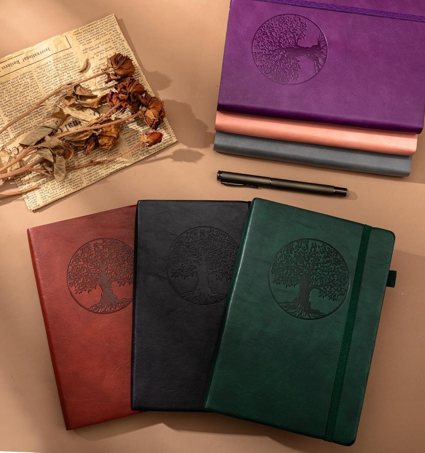 Luxurious A5 Vintage Journal – 256 Pages with Tree of Life and Lay-Flat Design