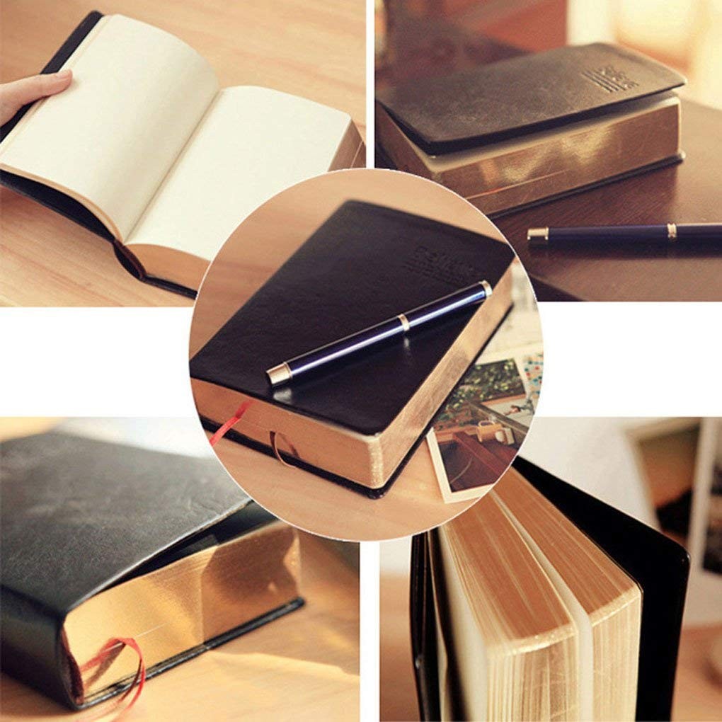 ITODA Blank Bible Notebook Journals Unlined Vintage PU Leather Cover Black