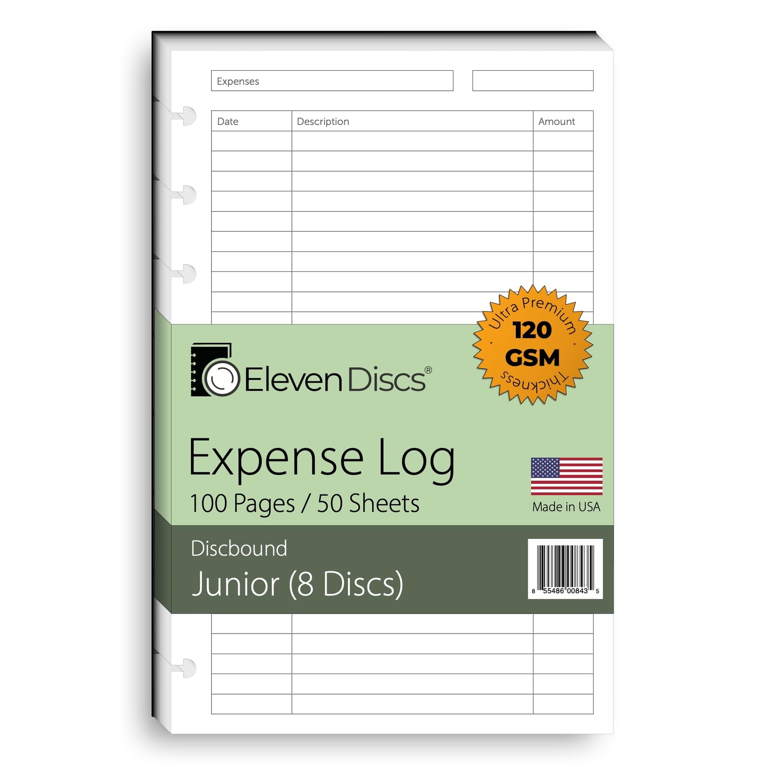 Discbound Paper, Junior Size Expense Log Sheets – Premium 120gsm Heavyweight …