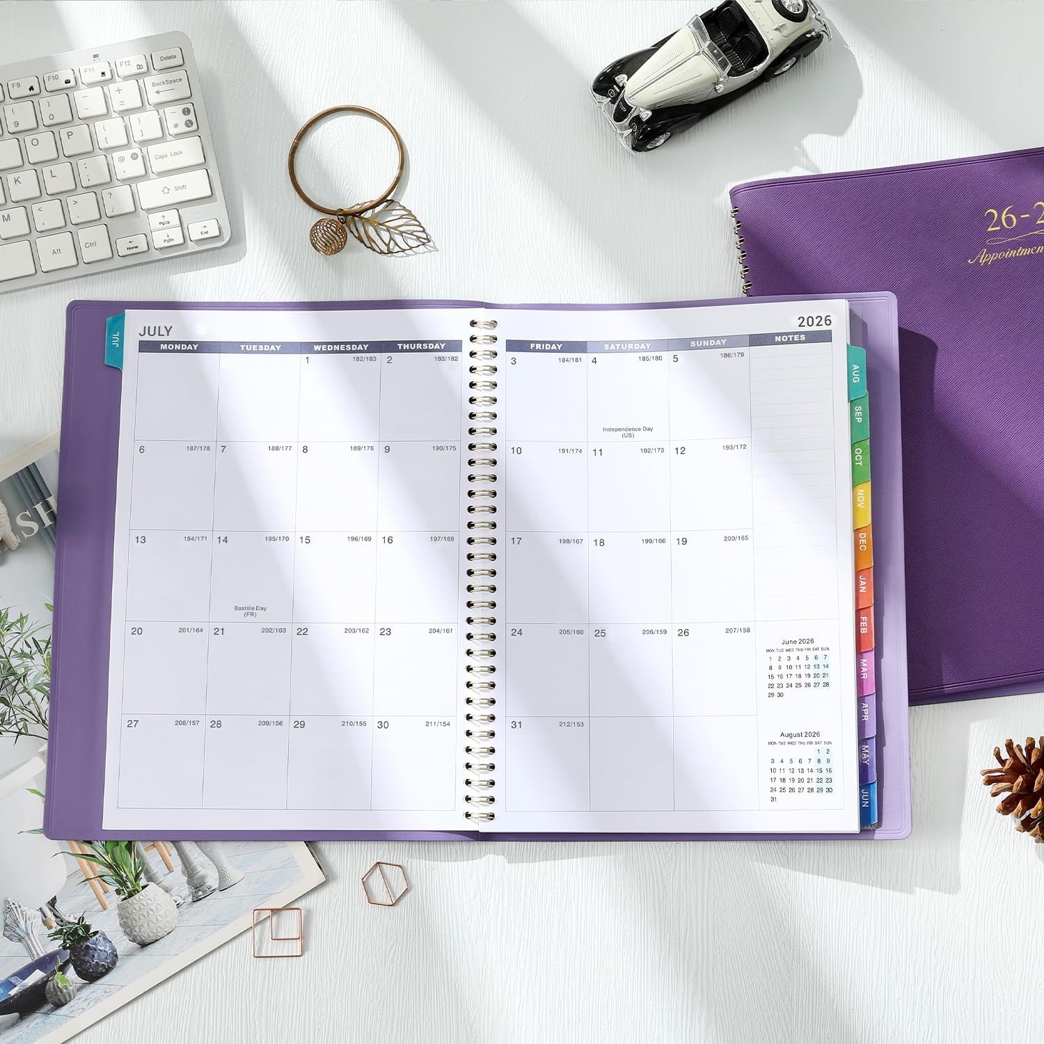 Classic Wirebound Appointment Book 2026-2027 – 15-Minute Planner with Tabs