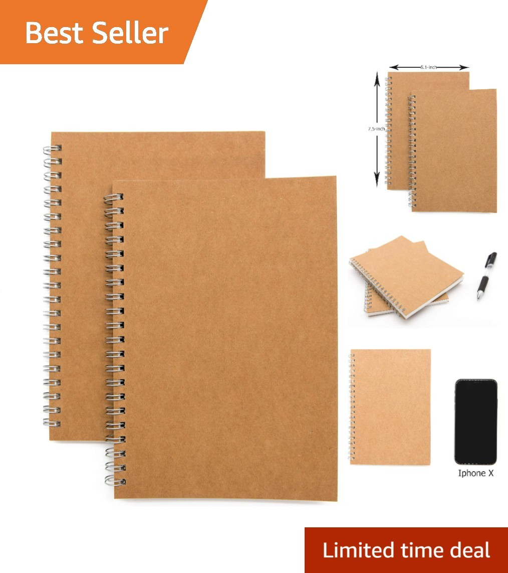 Soft Cover Spiral Notebook Journal 2-Pack, Blank Sketch Book Pad, Wirebound M…