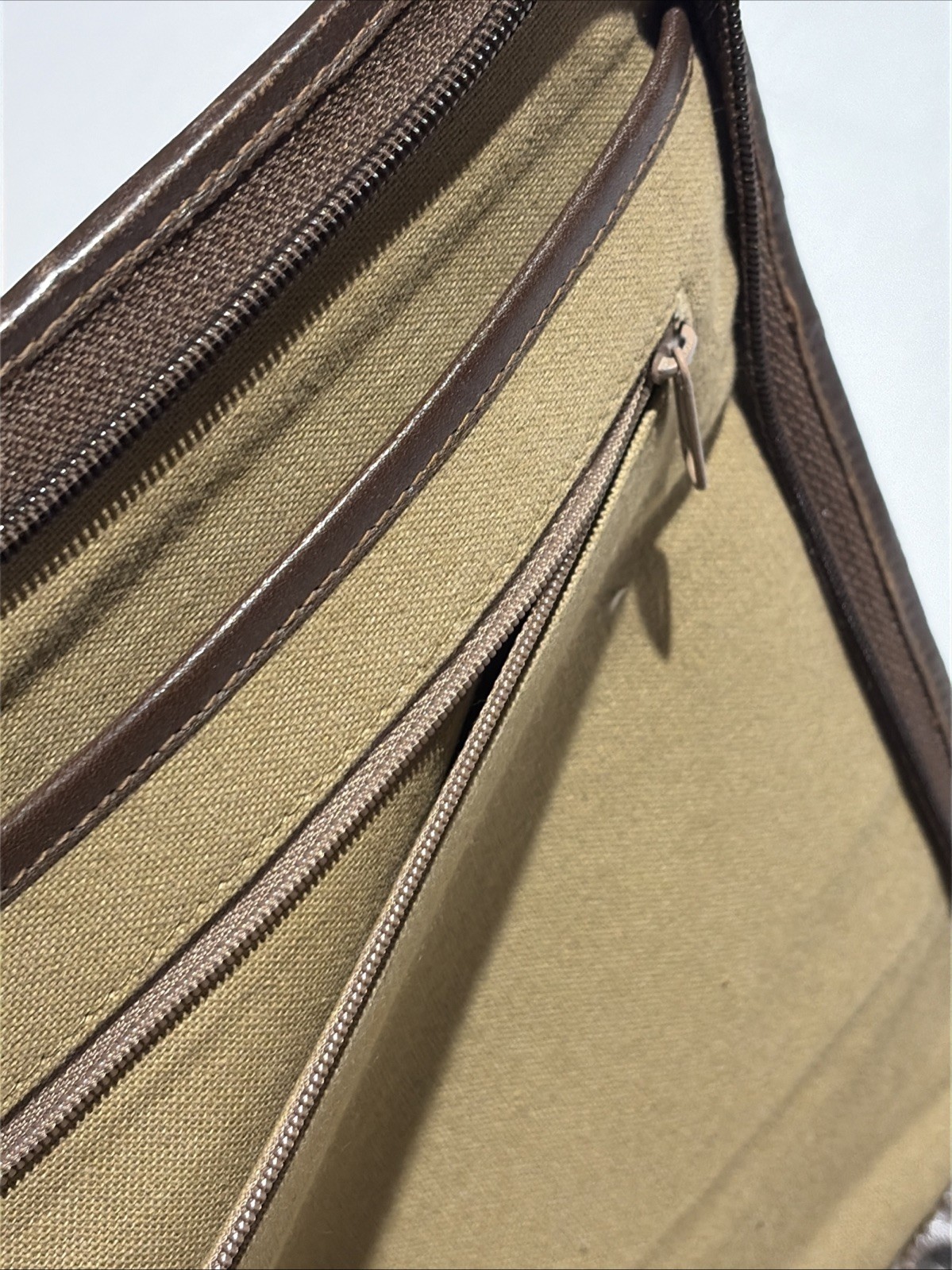Vtg Liz Claiborne Portfolio Organizer Case Paisley Brown Leather Trim Zip -F430