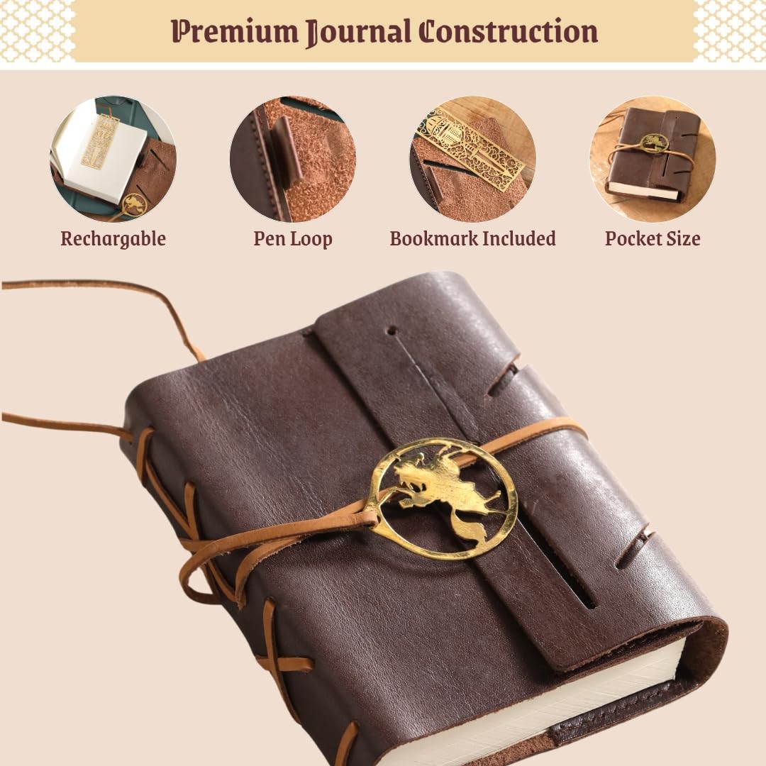 Premium Leather Journal for Men – 4.3 x 5.9 Inch A6 Buffalo Dark Brown