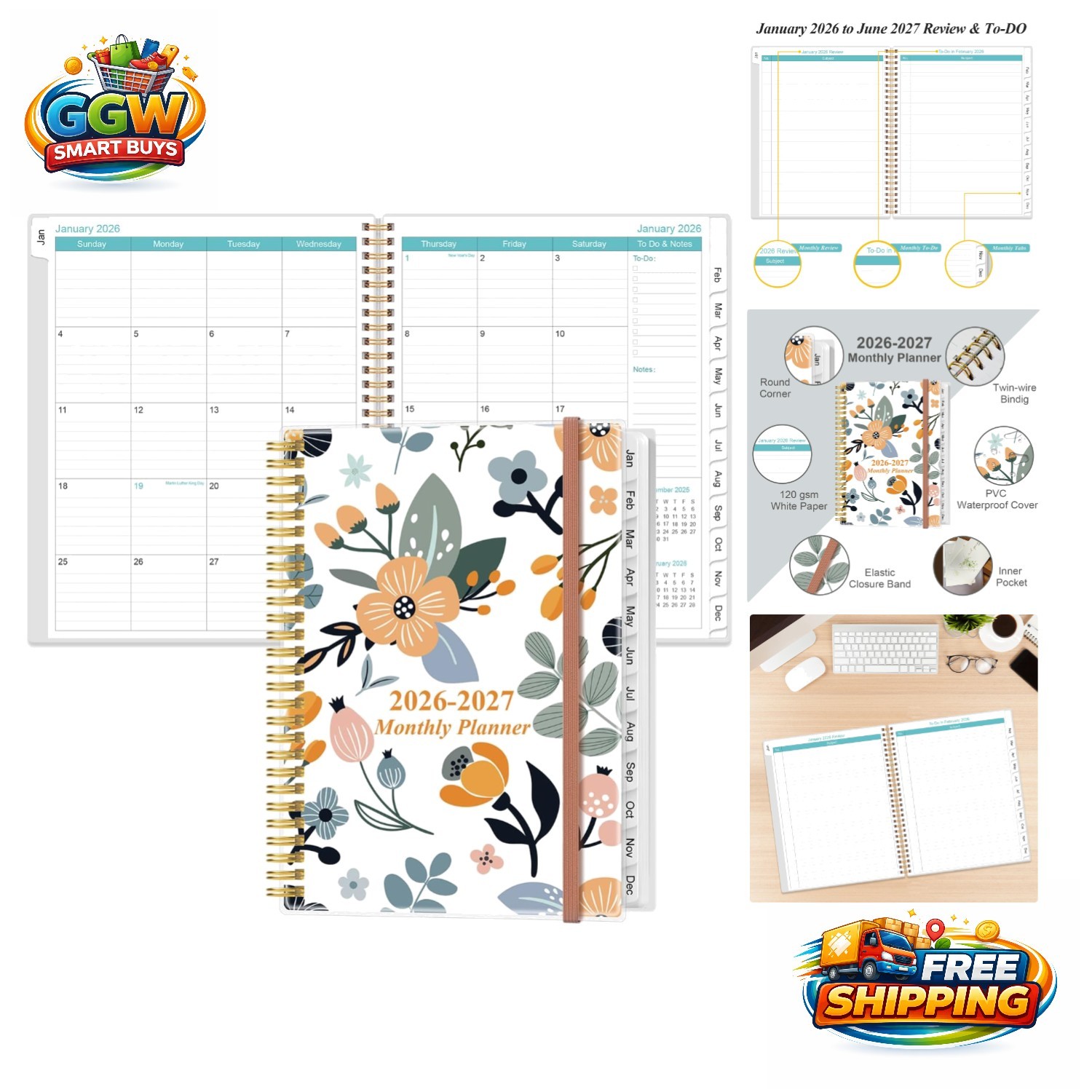Stylish 2026-2027 Planner – 18 of Planning with Durable Twin-Wire Binding