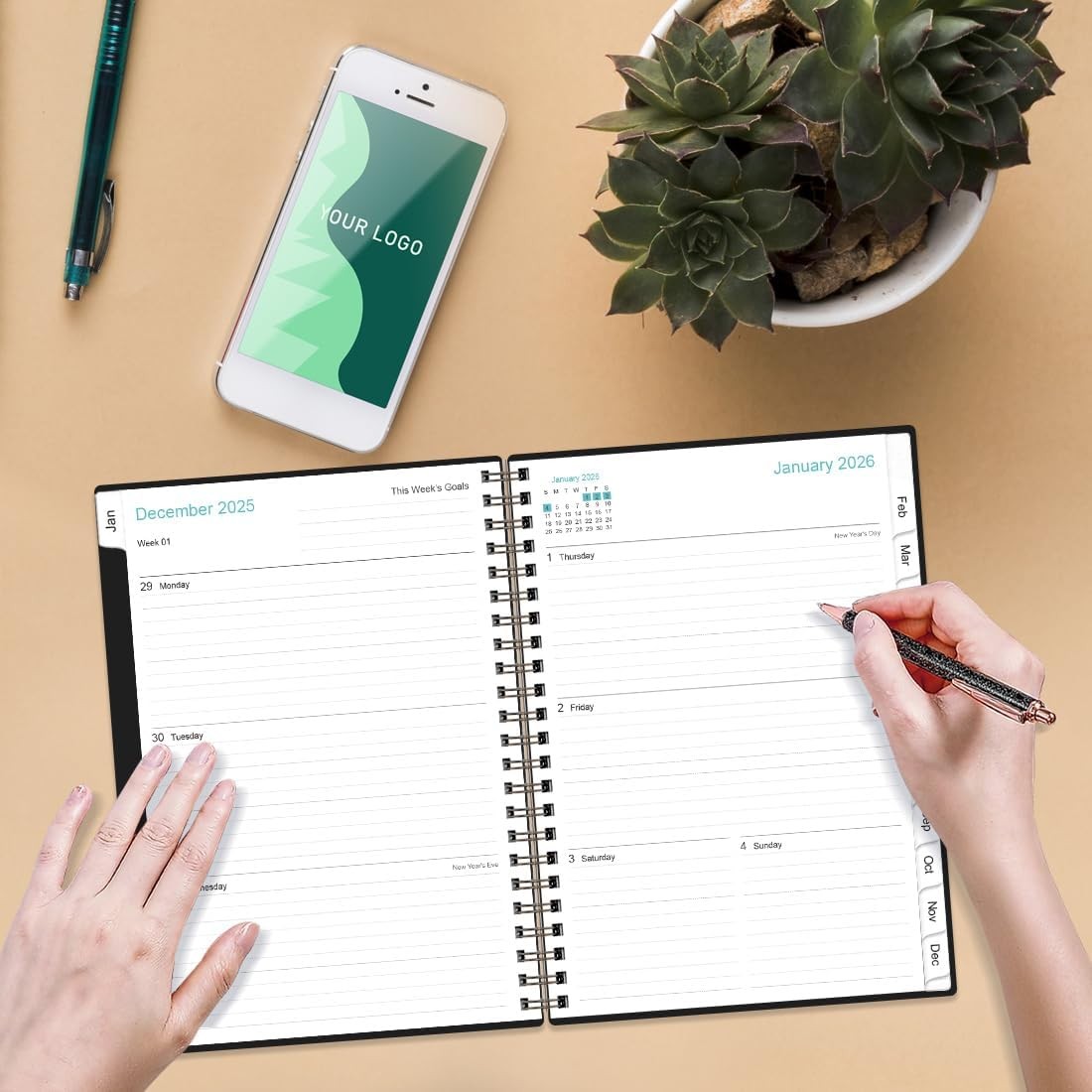 Planner 2026 – A5 Weekly & Monthly Planner Spiral Bound, January 2026 – December