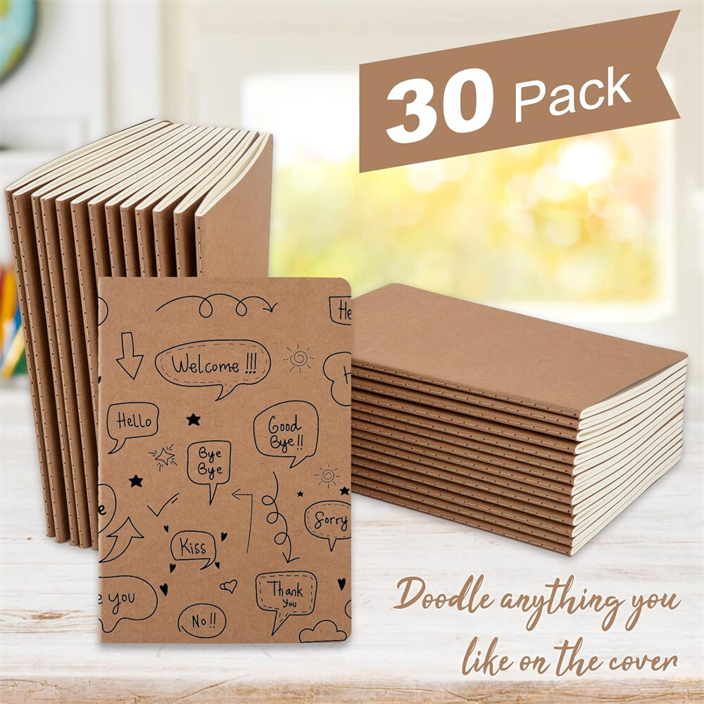 30Pack A5 Professional Notebook 8.3″ X 5.5″ 80 Pages Kraft Brown Paper Cover US