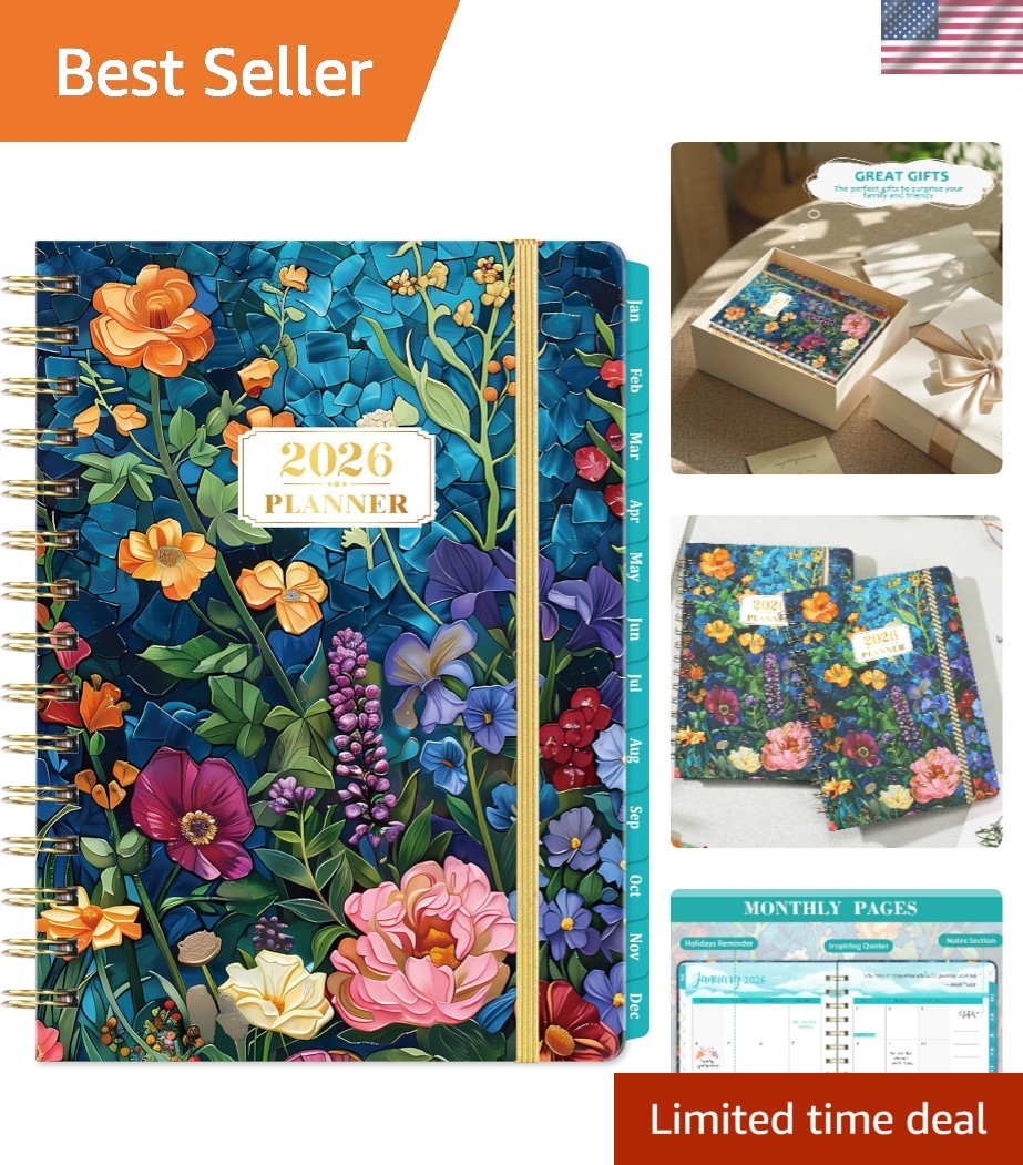 2026 Calendar Planner with Tabs – Hardcover & Twin-Wire, 6.5″ x 8.5″