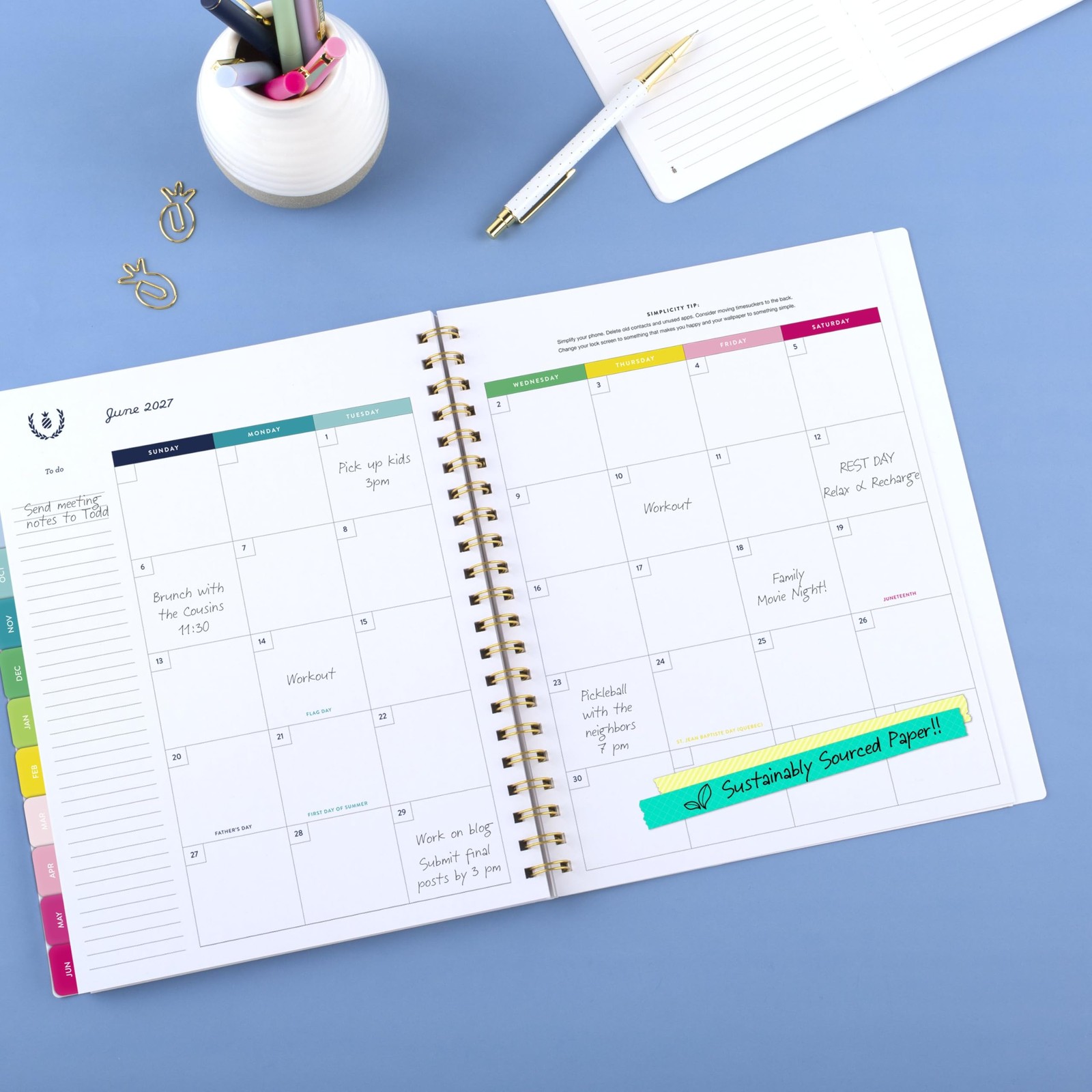 Planner 2026-2027 Weekly & Monthly Academic 12-Month July-June, 8-1/2″ x 11″,…