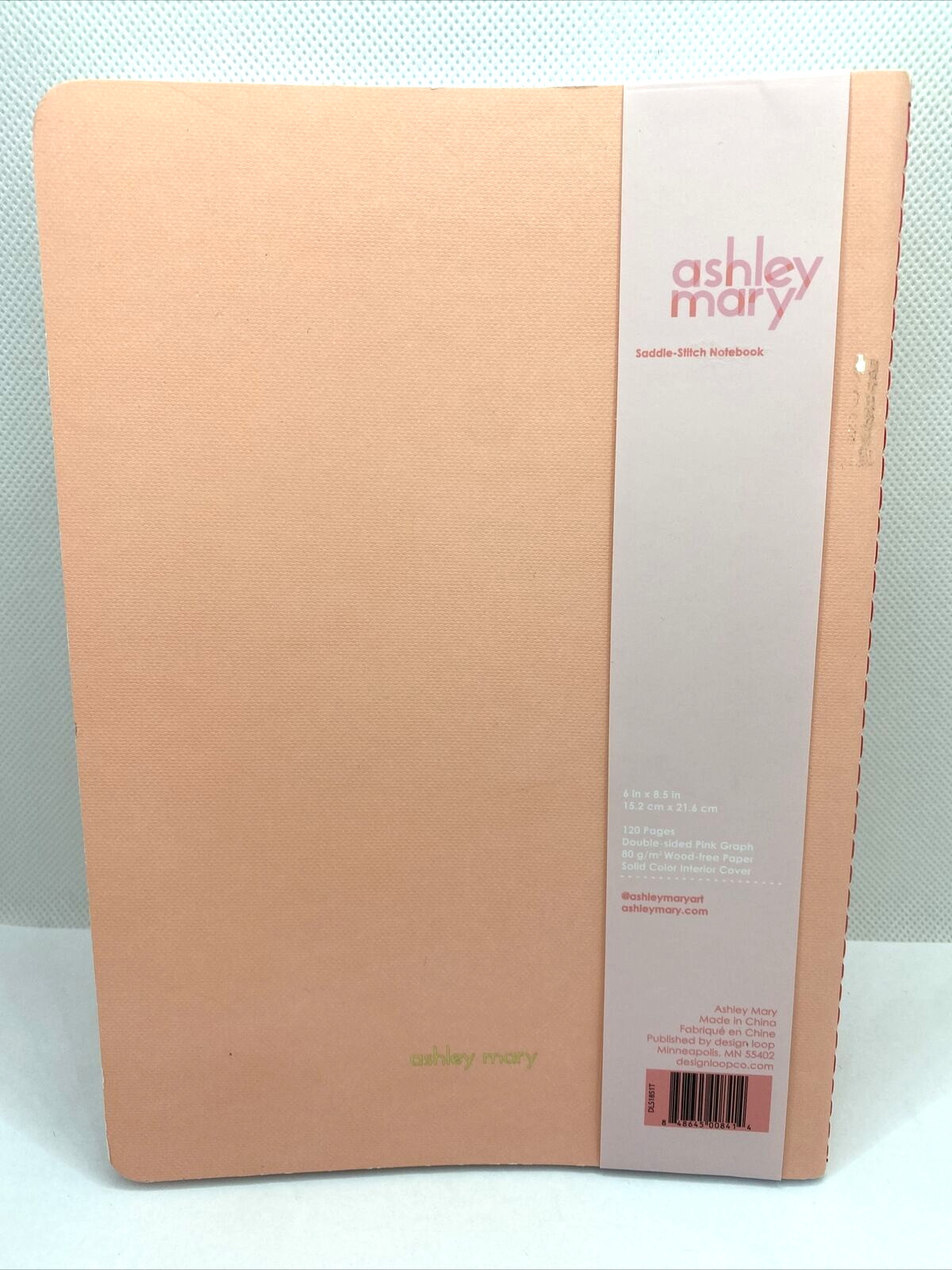 Ashley Mary Graph Journal “grrrl” Saddle Stitch Pink Notebook – NEW AS SHOWN