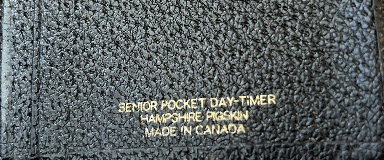 Vtg Pocket Day-Timer Organizer Black Senior Size 7” x 4.6” Pigskin Made In 🇨🇦