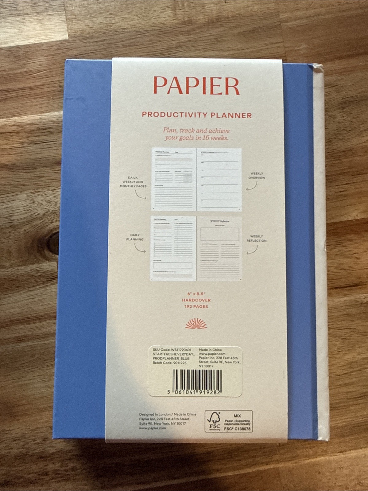NEW ~ Blue & Cream Papier “Start Fresh Everyday” 16 Week Productivity Planner