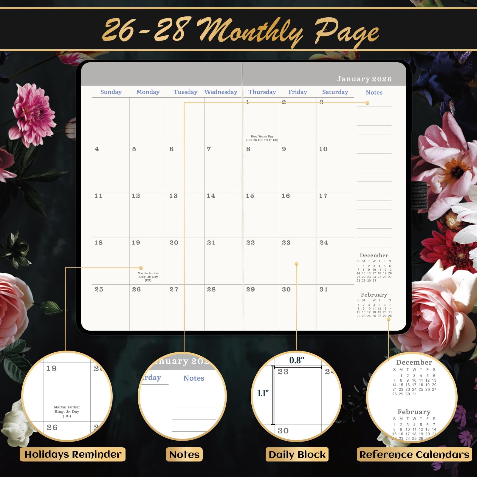 2026 2028 Pocket Planner 3 Year Monthly Calendar Organizer