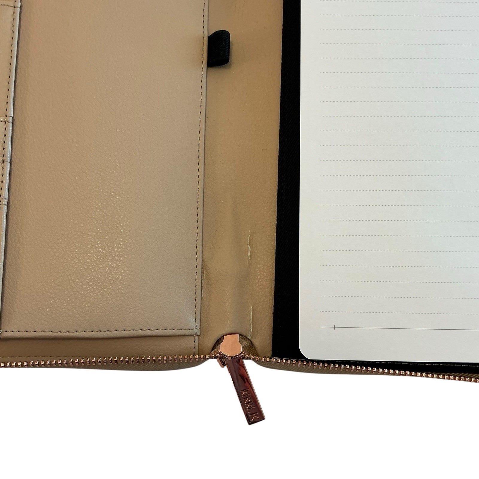 Kikki.K Leather Compendium LATTE, Zip Padfolio, Portfolio Large A4 – 12 x 9.5
