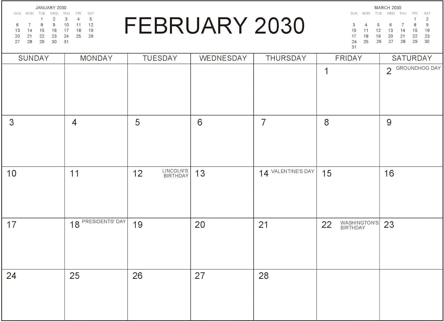 5 Year Calendar Planner Blue 2026-2030