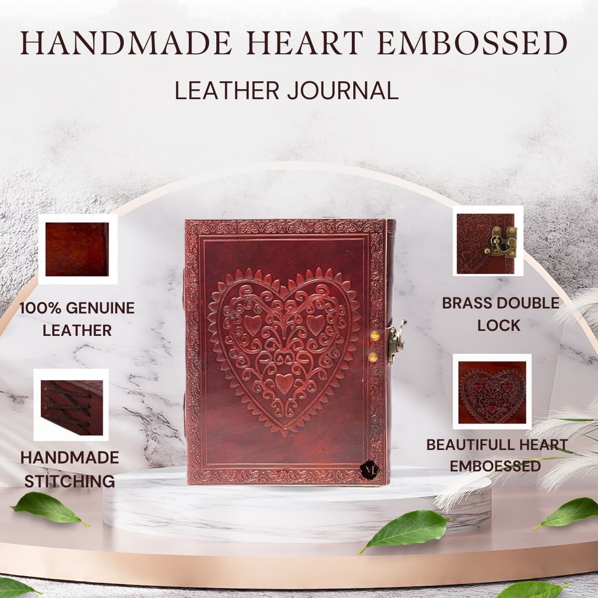 Handmade Leather Diary 6×8 Lined Paper Lock Journal Vintage Notebook|200 Pages|