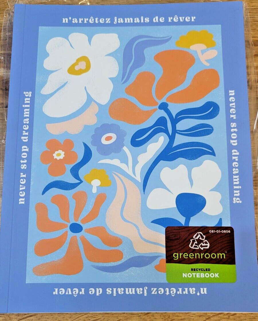 Never Stop Dreaming Floral Blue Recycled 3-Pack Jrnl 9”X 7” 3-Pack Journals