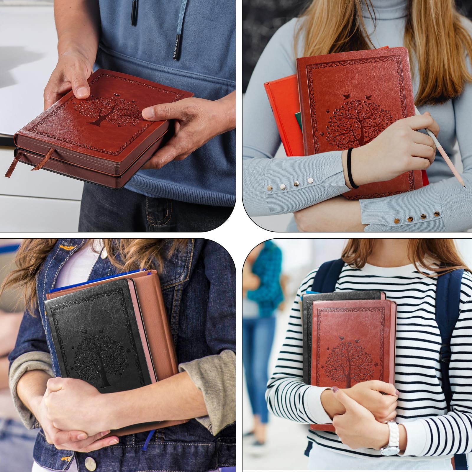 Fetinar Leather Journal Notebook,300 Pages Hope Tree Of Life_black