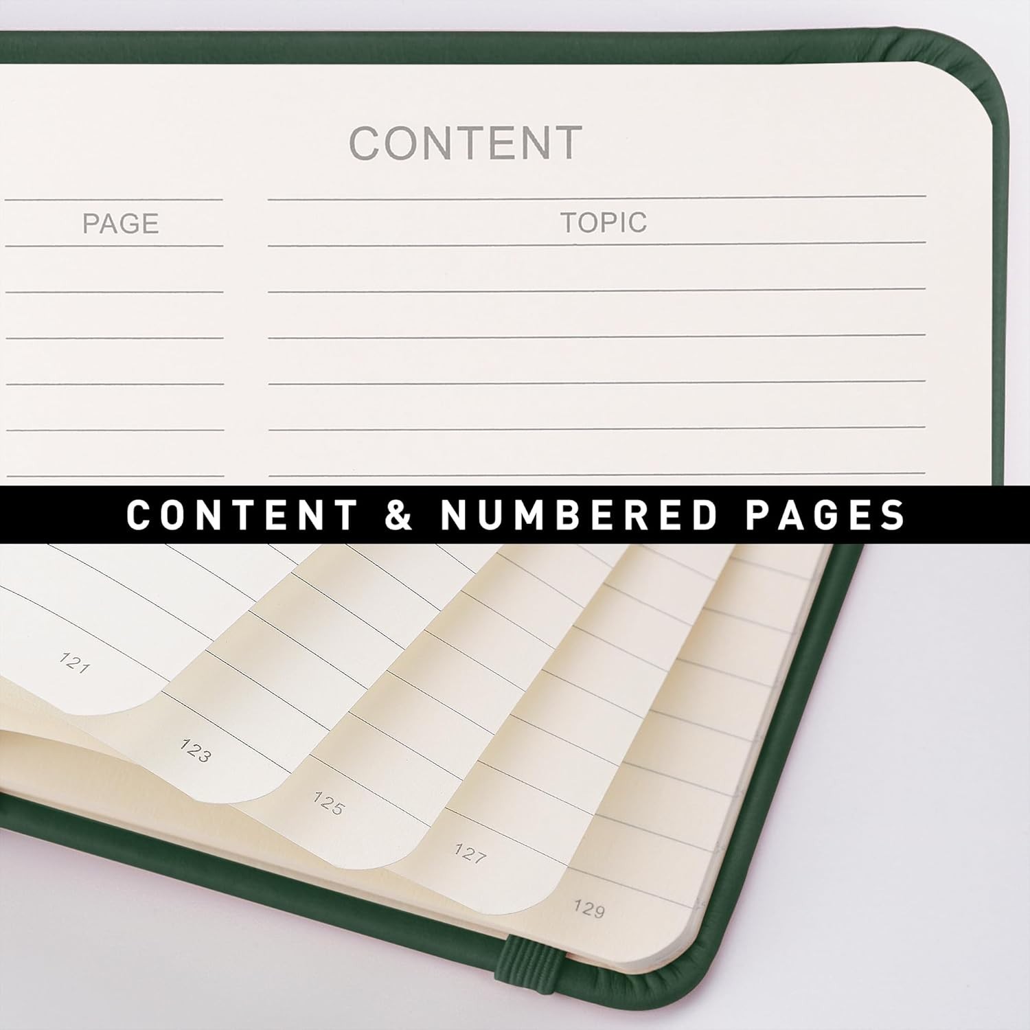 RETTACY Lined Journal Notebook, 192 Numbered Pages, 5.7″ × 8.3″, Dark Green