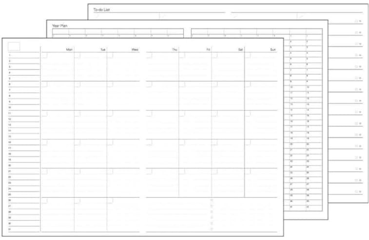 Reimei Fujii System Notebook Free Monthly Schedule Block B5