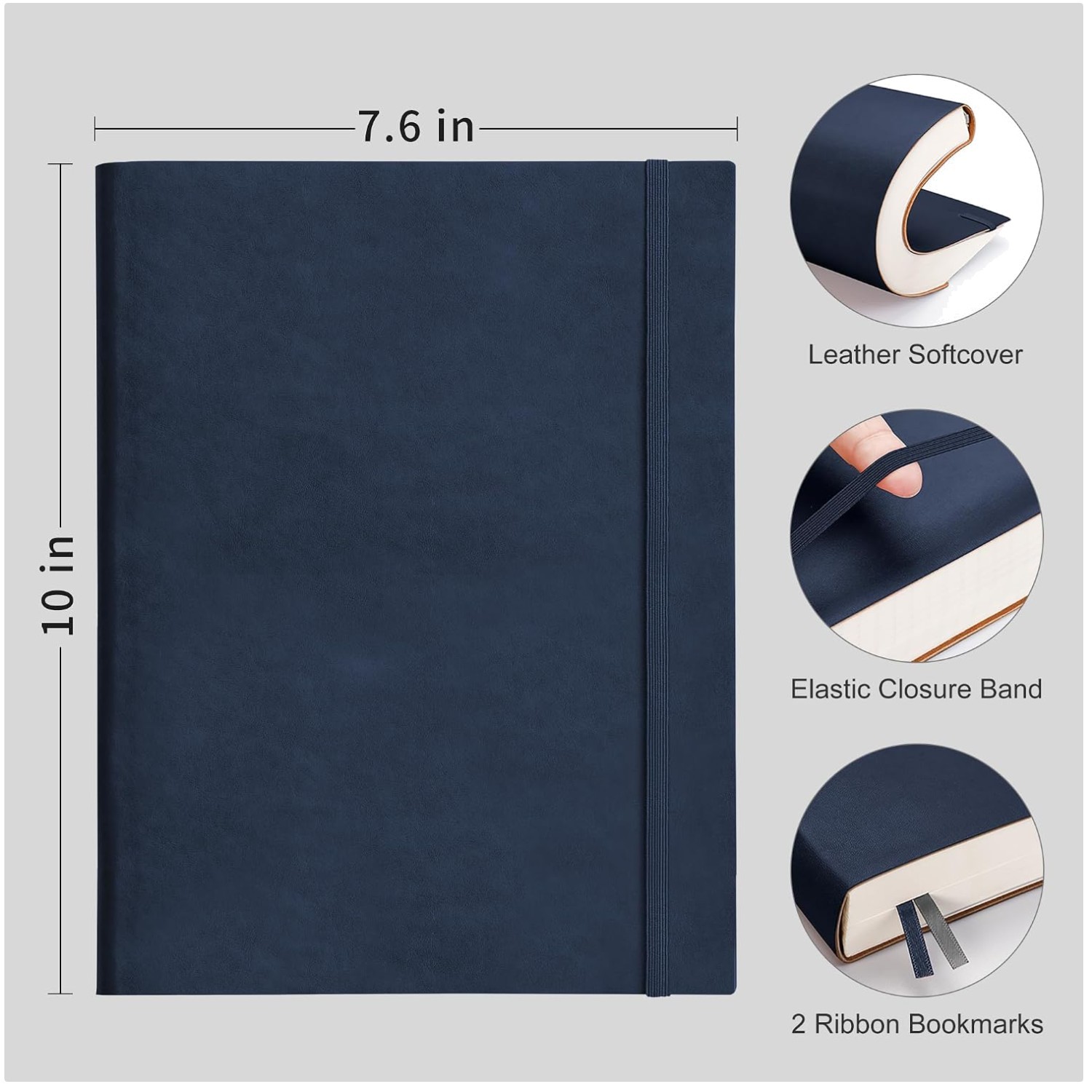 Smooth Leather Notebook Journal, 204 Pages, B5 Size, 2-Pack