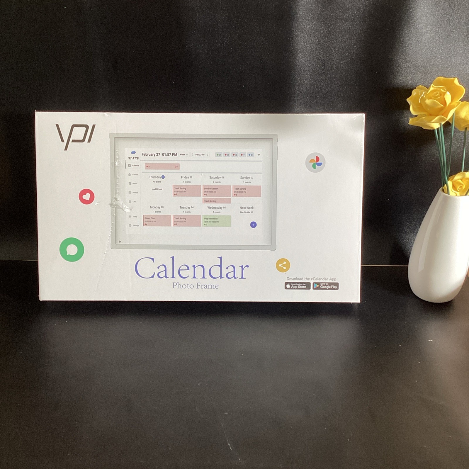 10.1″ Smart Digital Calendar WiFi Planner, Touchscreen w/ Photo Frame (white)