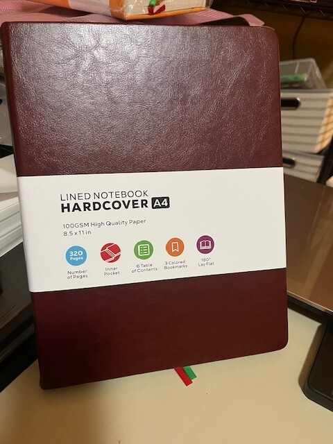 A4 Lined Notebook Hardcover Burgundy100GSM High Quality Paper 8.5 x 11 In 320 Pg