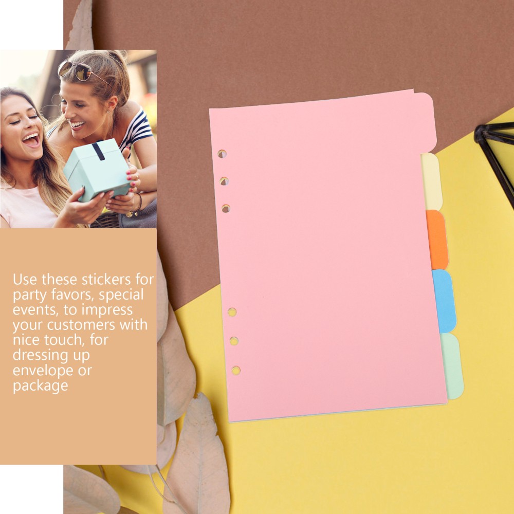 STOBOK A5 Binder Tabs Plastic Divider Set Notebook Dividers 6-Holes Sorter Tabs