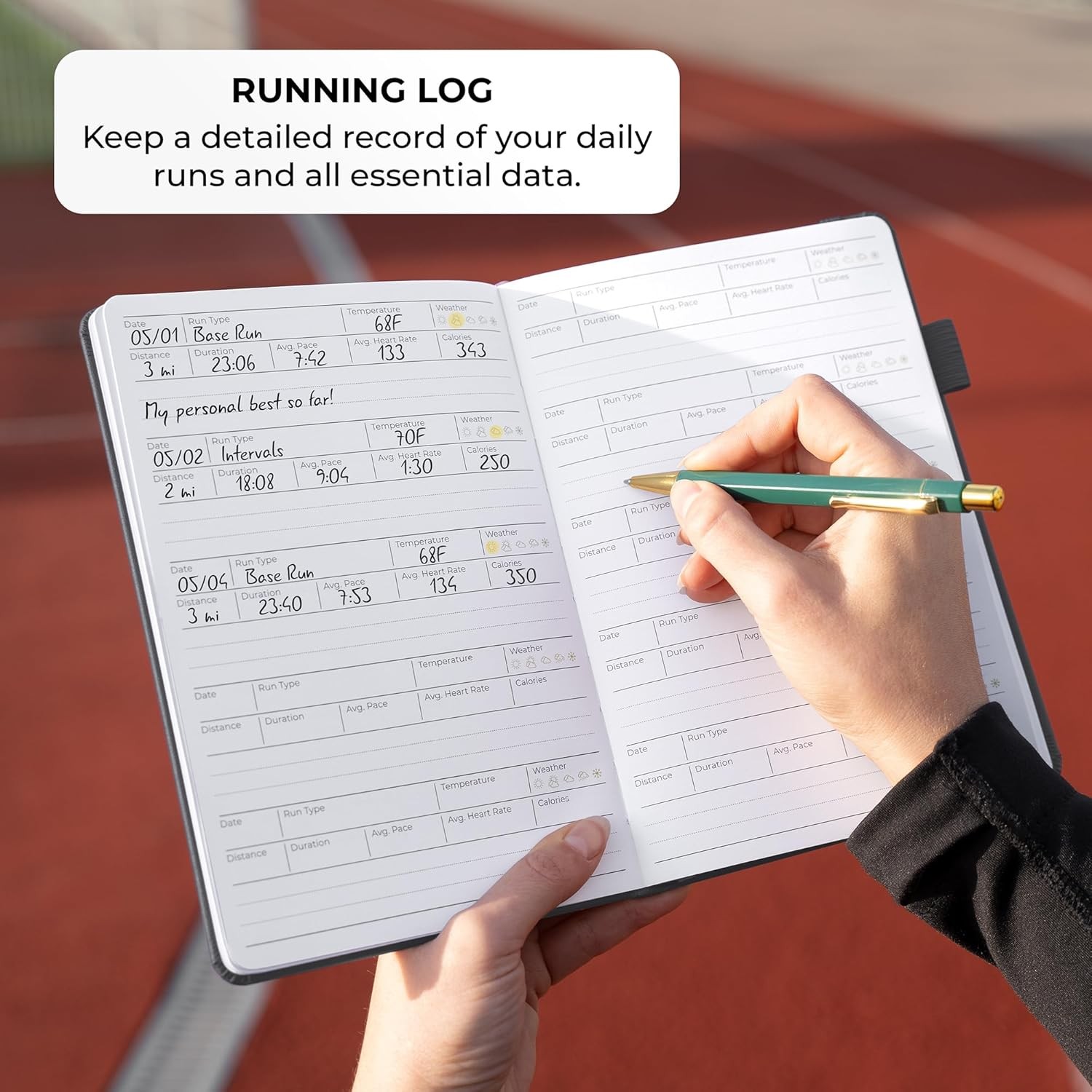Clever Fox Running Log Book – A5 (5.8'' x 8.3''), Gray