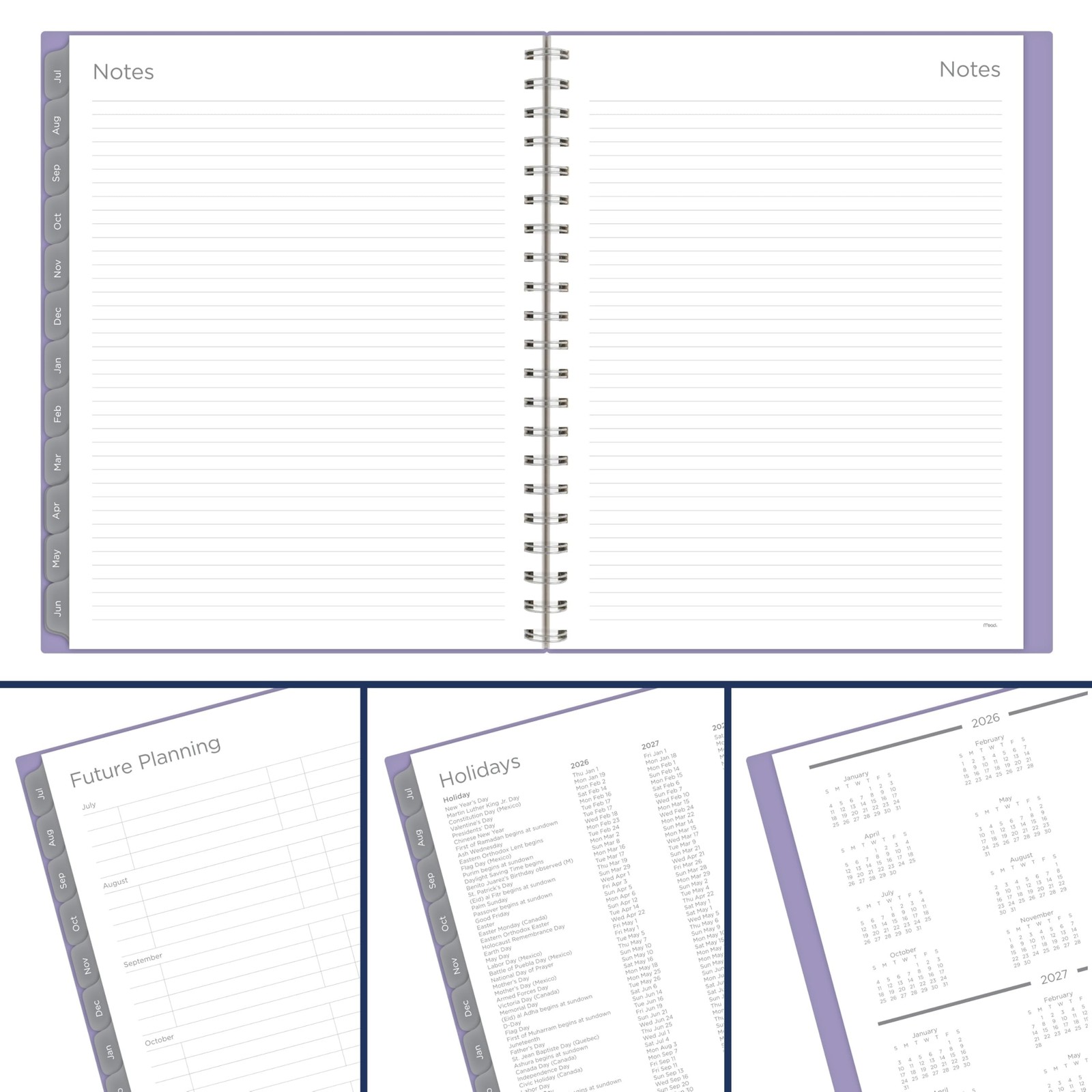 Mead Planner 2026-2027 Weekly & Monthly Academic 15-Month 8.5″W x 11″H, Lilac