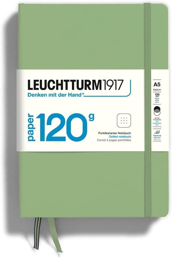 120G Special Edition – Medium A5 Dotted Hardcover Notebook Sage – 203 Numbere…