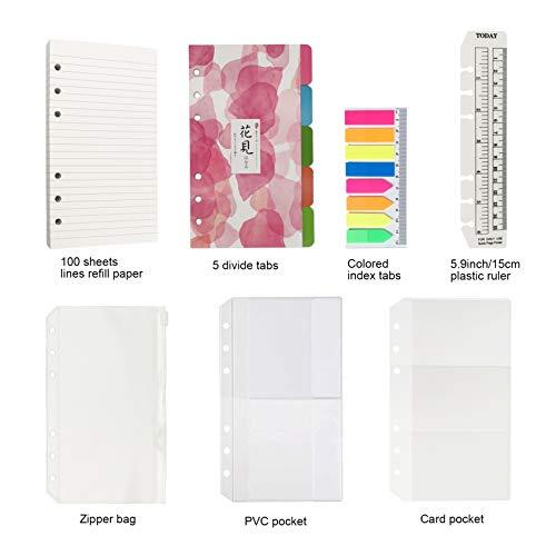 A6 Refill Paper 100 Sheets Lined Paper 6 Hole Punched – 5 Binder Dividers 3 P…