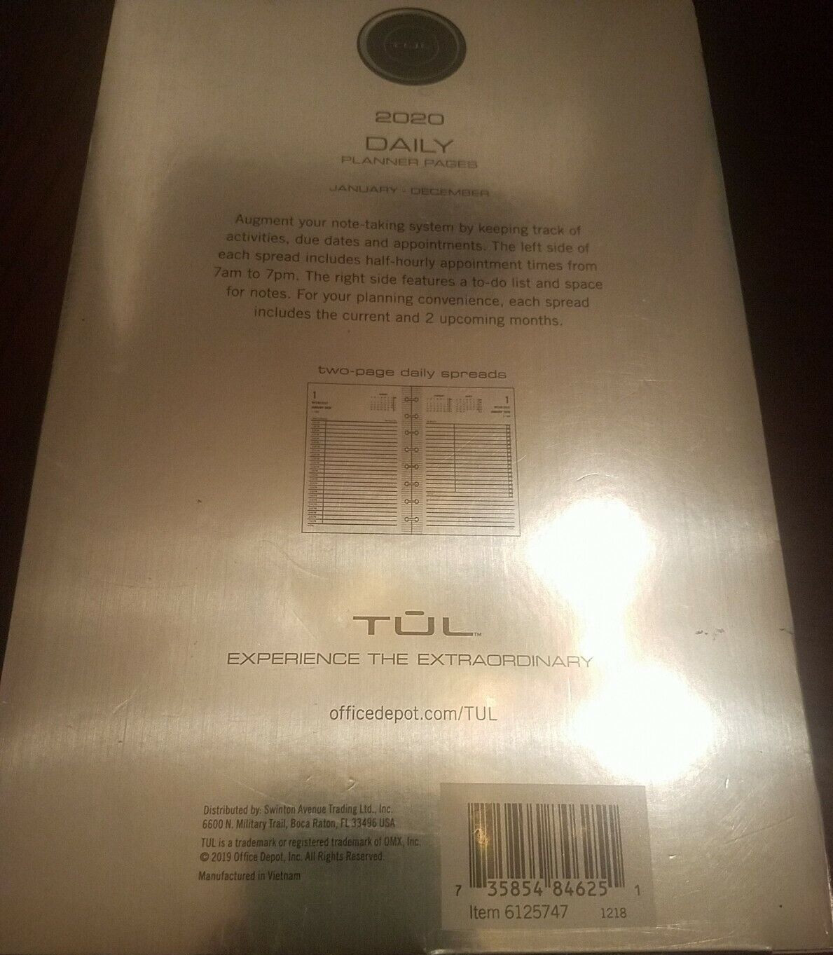 TUL Planner Pages 2020 Daily Calender 2 Pages Per Day-Brand New-SHIPS N 24 HOURS